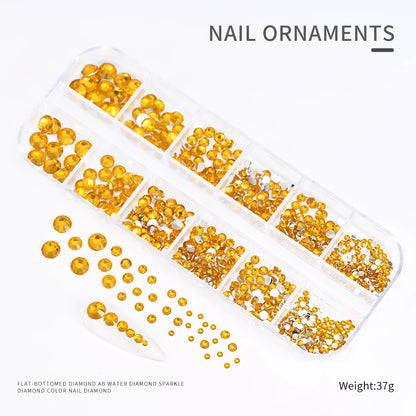 Crystal AB Rhinestone Nail Art Kit 12 Grid