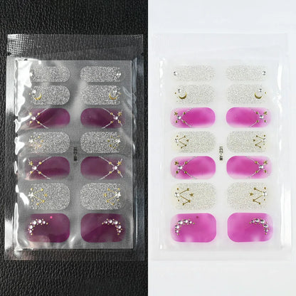 59 Style of Nail Stickers 1Sheet Rhinestones Fashion Nail Wraps Self Adhesive Manicure Decoracion DIY Full Cover Nail Sticker#5-