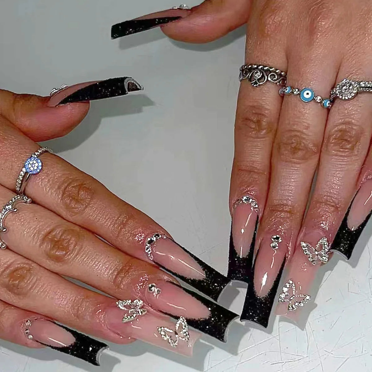 Leopard Cherry Rhinestone Press-On Nails