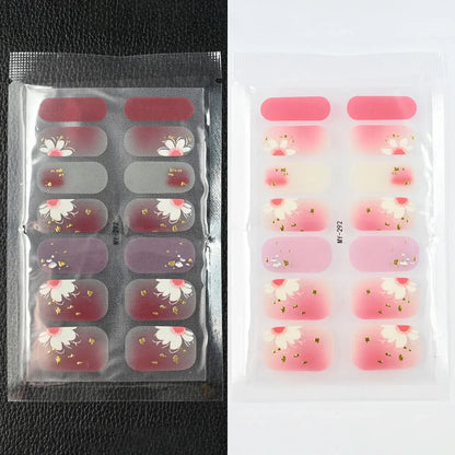 59 Style of Nail Stickers 1Sheet Rhinestones Fashion Nail Wraps Self Adhesive Manicure Decoracion DIY Full Cover Nail Sticker#5-