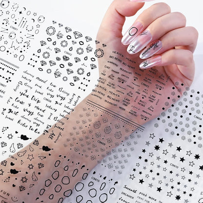 30pcs Black Line Nail Stickers 3D Irregular Line Geometric Pattern Nail Sticker Mysterious Sexy DIY Gothic Style Nail Stickers