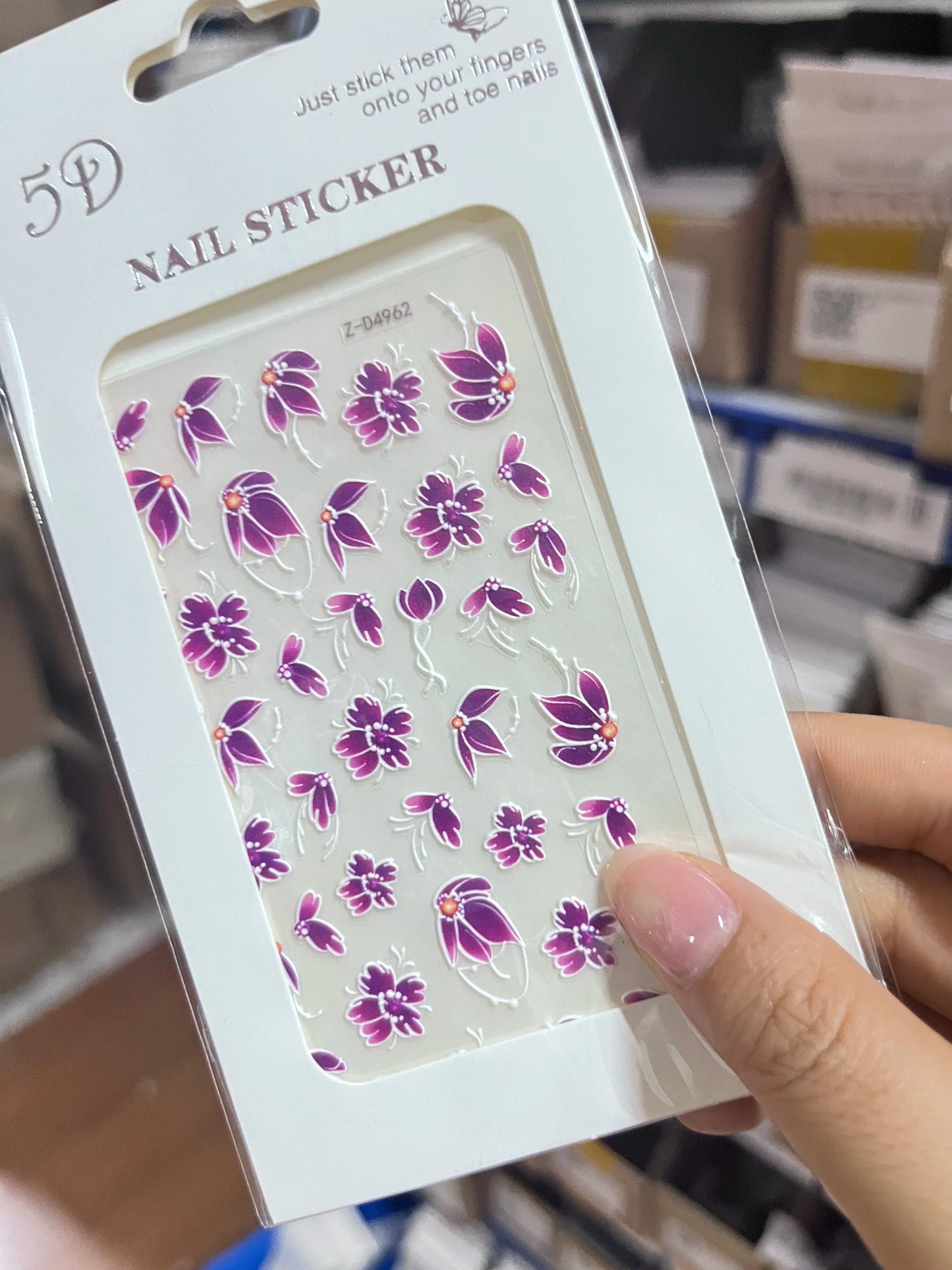 1pc 5D Embossed Flowers leaves Design Nail Art Stickers,Nails Art Decals Self Adhesive Nail Sticker Supplies for Women and Girls