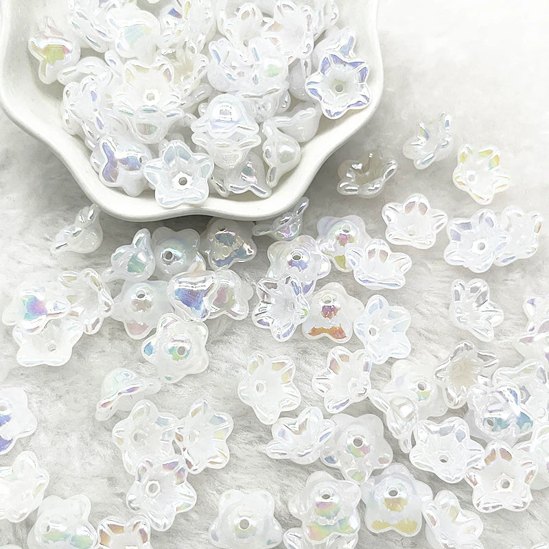 Gradient Bellflower Acrylic Bead Caps 50pc