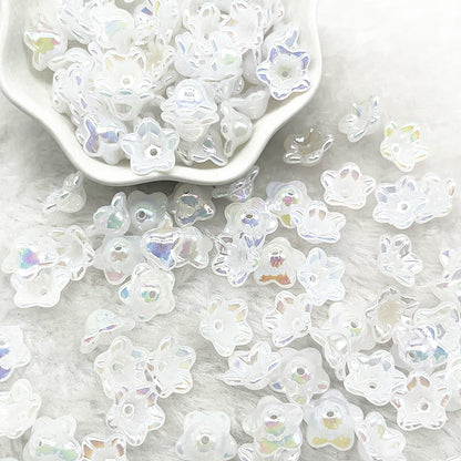 Gradient Bellflower Acrylic Bead Caps 50pc