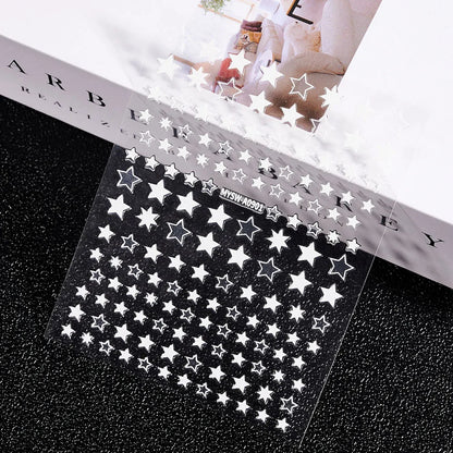 3D Laser Silver/Rose Gold Hollow Cross Star Nail Art Stickers Design Self-Adhesive Hollow Cross Star Nail/Body Art Decor Sticker