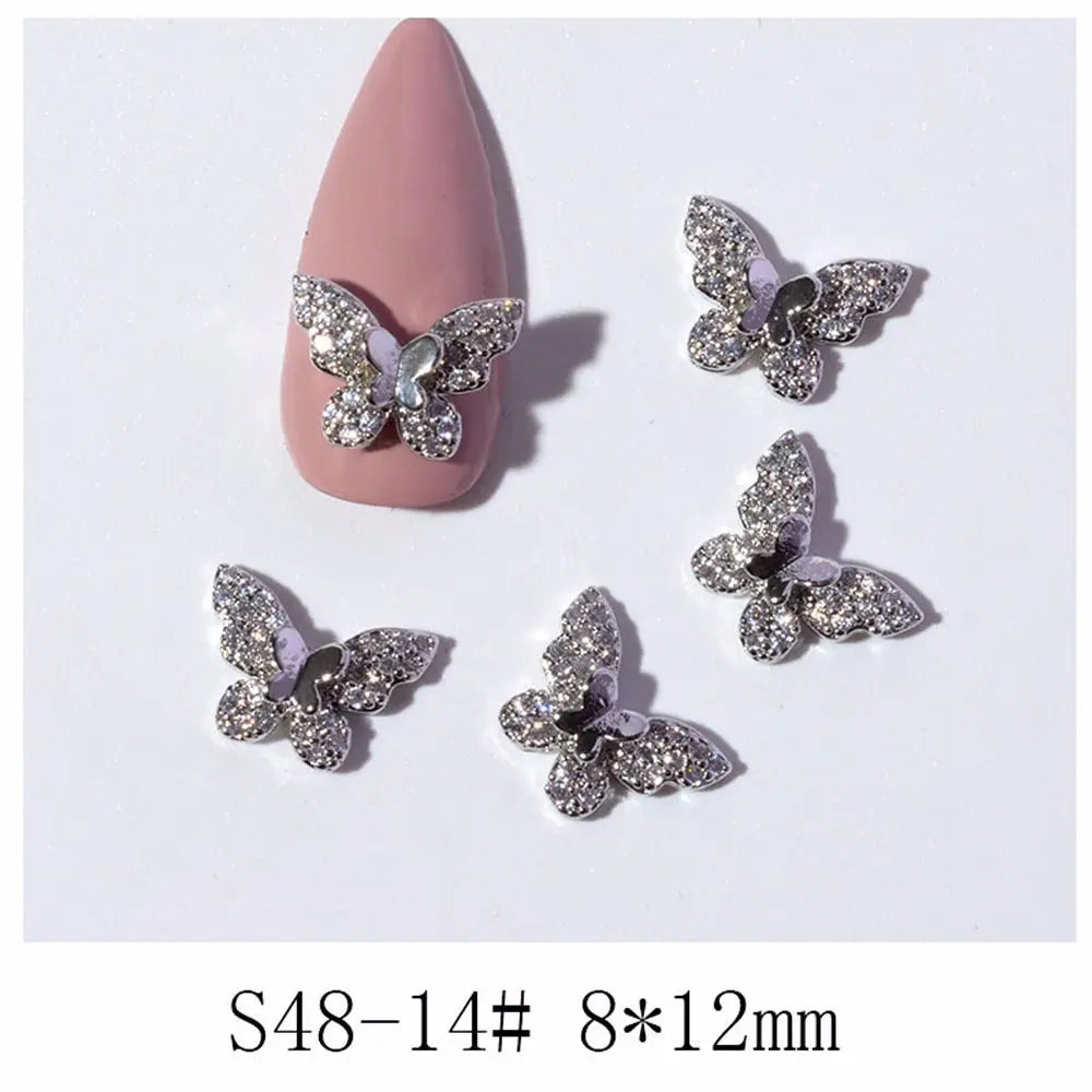 Crystal Bow Butterfly Pearl Nail Charms