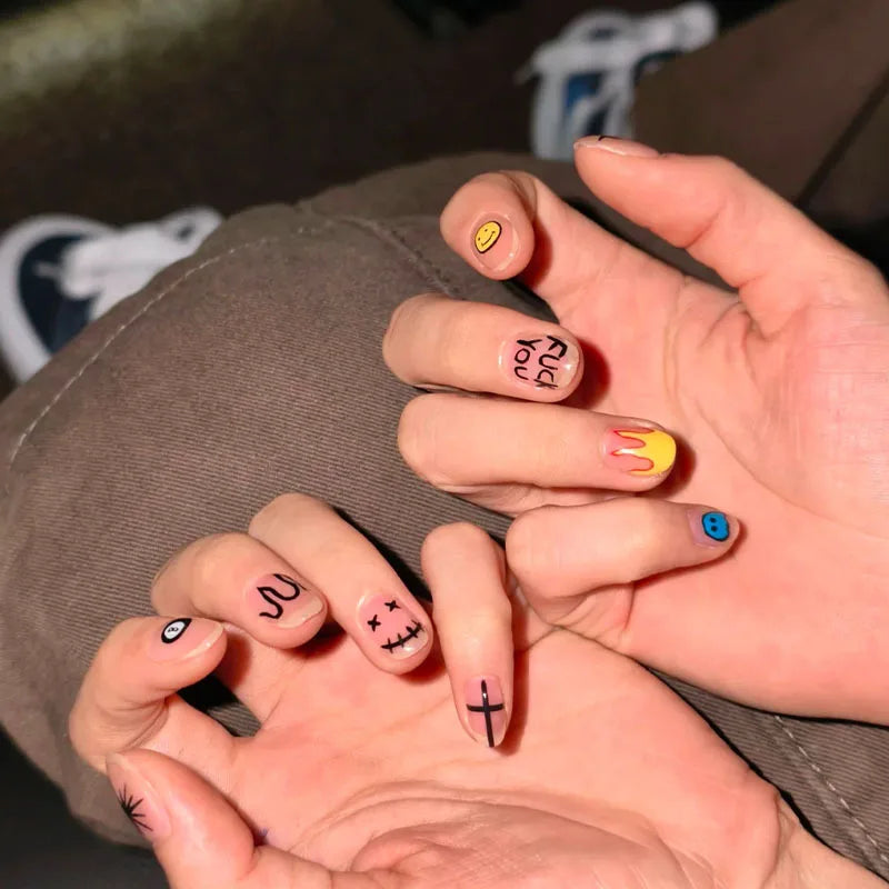 Cartoon Bean Nails Fall Winter 30pc
