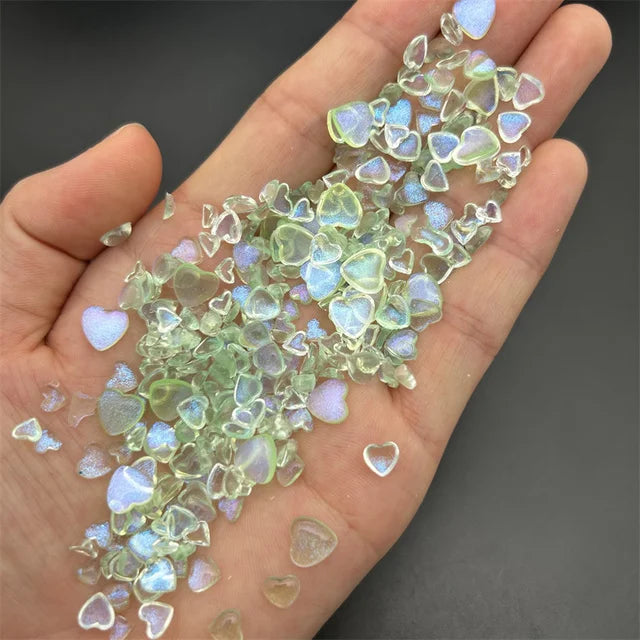 Kawaii Resin Heart Nail Charms 50pc