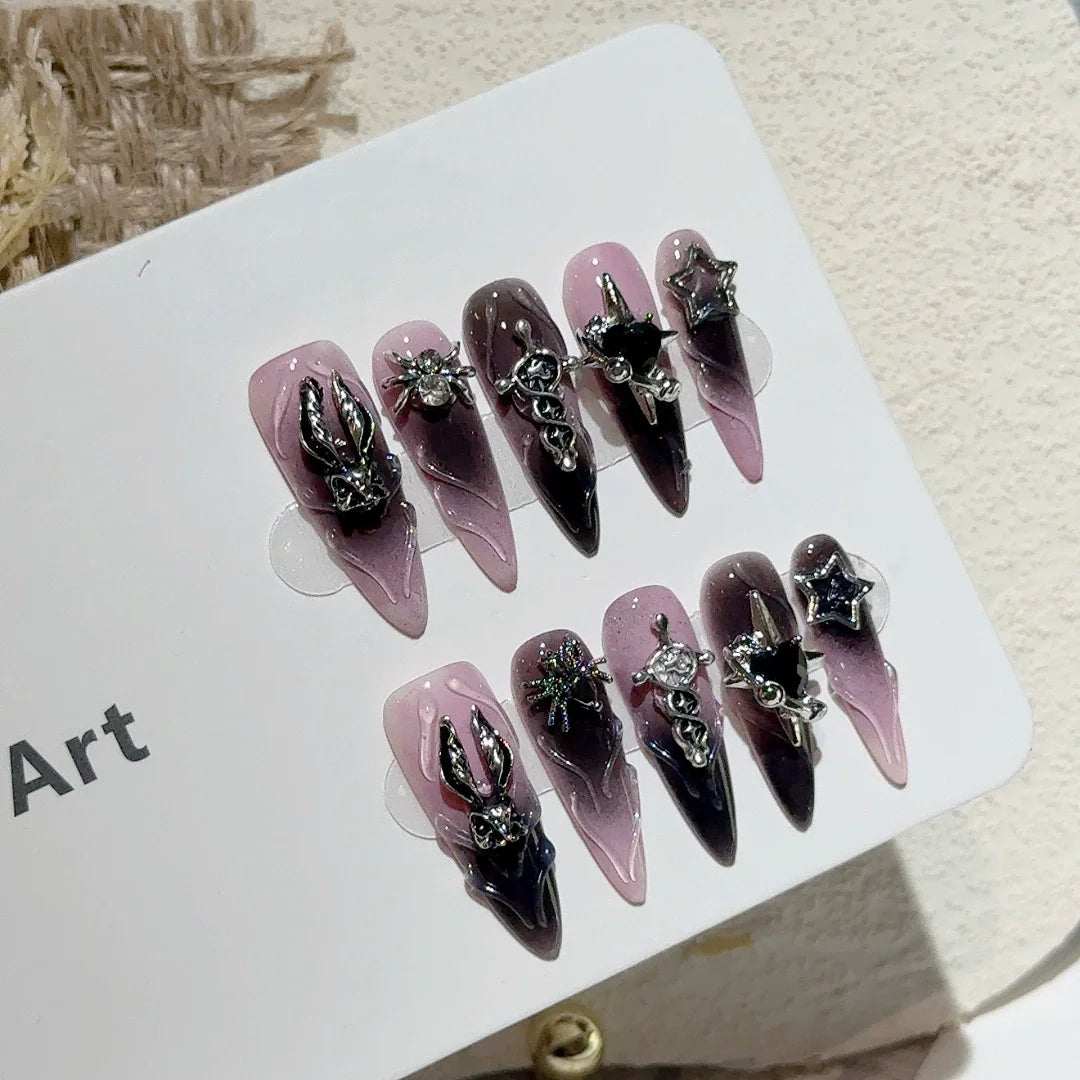 Blue Heart Stiletto Press-On Nails