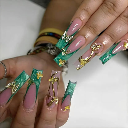 Leopard Cherry Rhinestone Press-On Nails