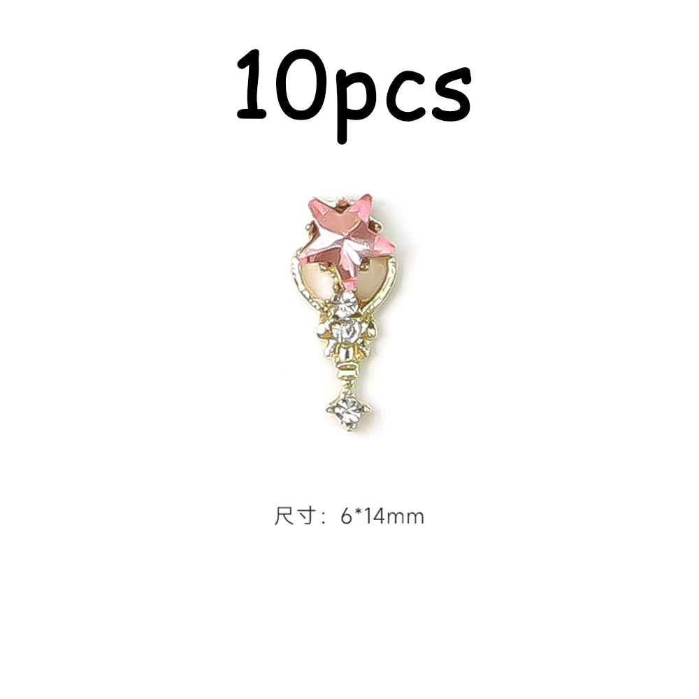 30/20/10PC Pink Ribbon Resin Bow Parts Nail Charms Mix-Style Bow Rhinestone Jewelry 8-12mm Y2K Accessory for DIY Manicure Decora