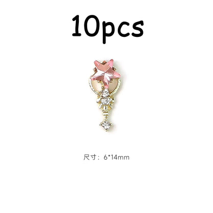 30/20/10PC Pink Ribbon Resin Bow Parts Nail Charms Mix-Style Bow Rhinestone Jewelry 8-12mm Y2K Accessory for DIY Manicure Decora