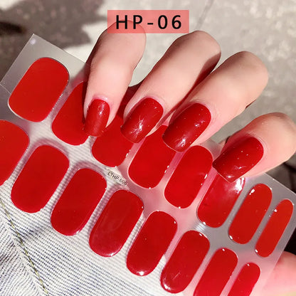 Semi Cured Wraps Fast Gel Nail Sticker Soild Nail Gel Wraps Adhesive Full Cover Gel Nail Decal UV Lamp Cured Manicure Decoration