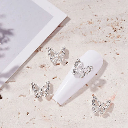 Pink Butterfly Zircon Nail Charms 10pc
