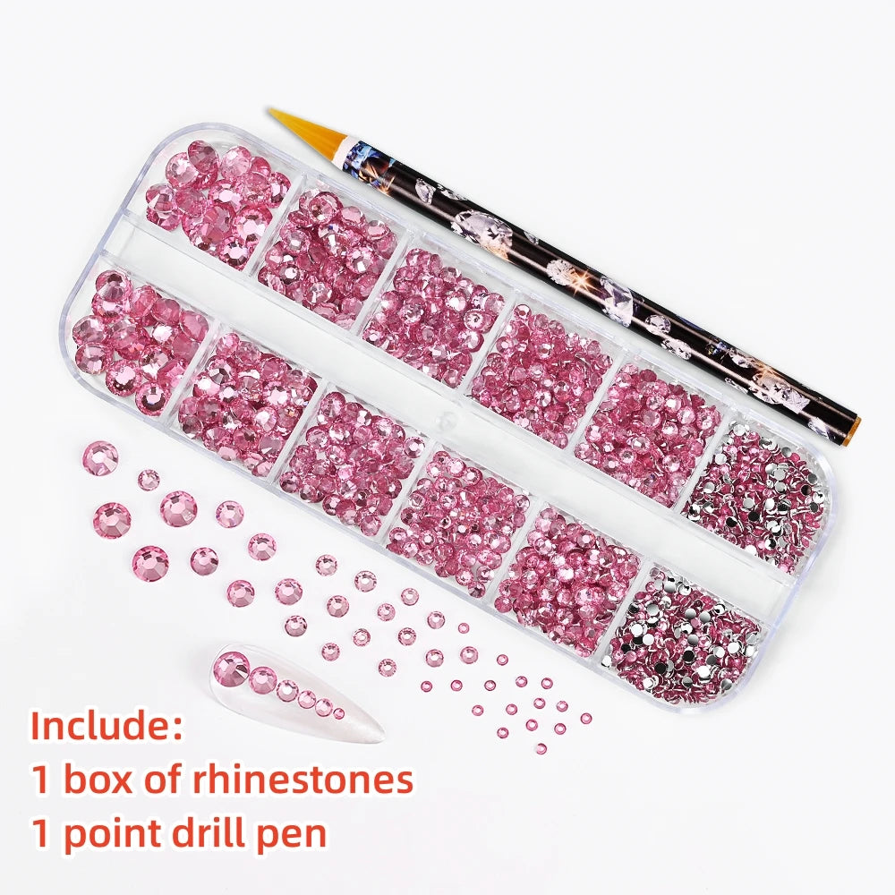 Crystal AB Rhinestone Nail Art Kit 12 Grid