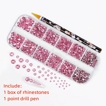 Crystal AB Rhinestone Nail Art Kit 12 Grid