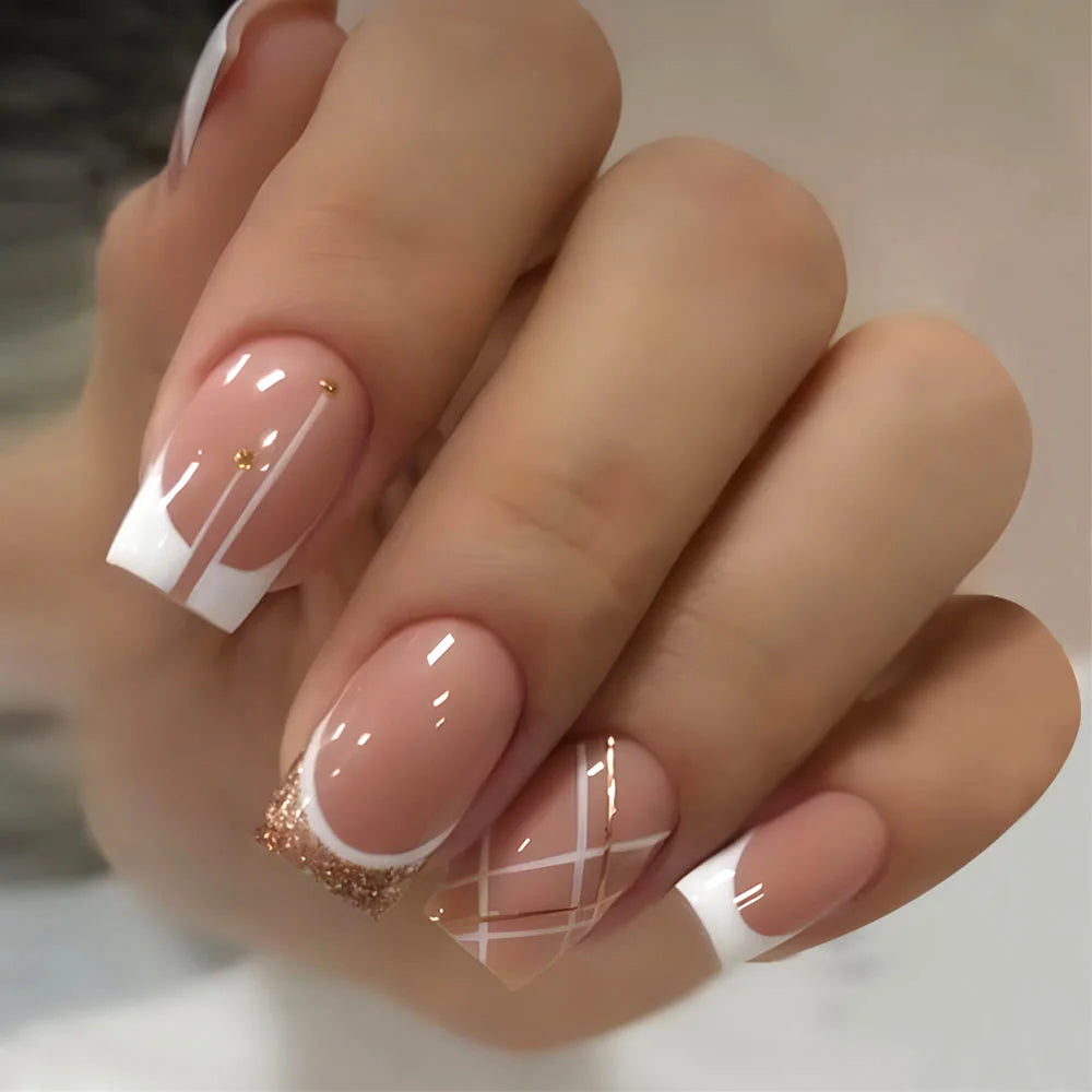 Glitter White French Press-On Nails