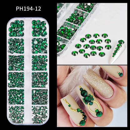 Crystal AB Rhinestone Nail Art Kit 12 Grid
