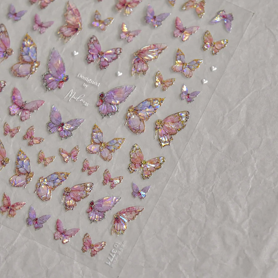 5D Butterfly Aurora Nail Stickers