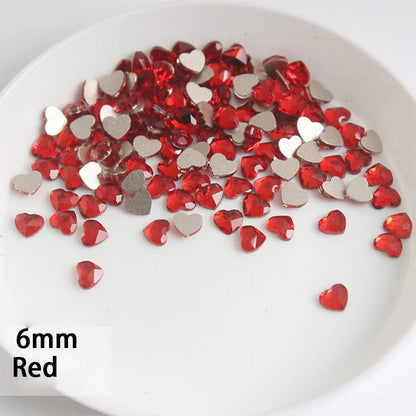Mini Heart Glass Nail Rhinestones 100pc