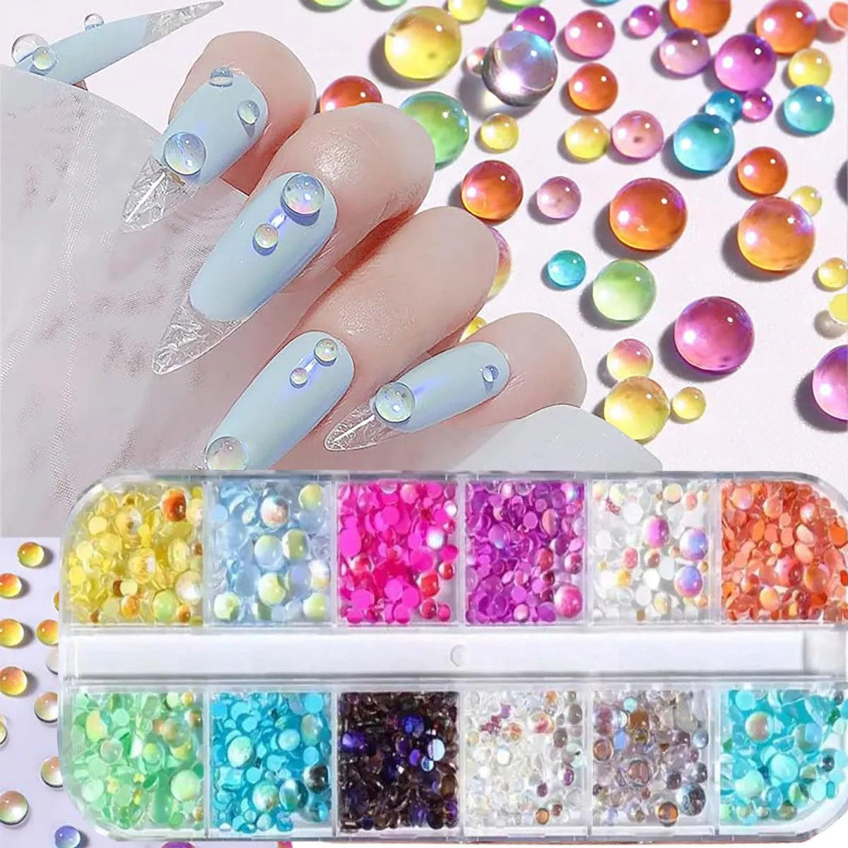 Mermaid Bubble Aurora Glass Nail Charms