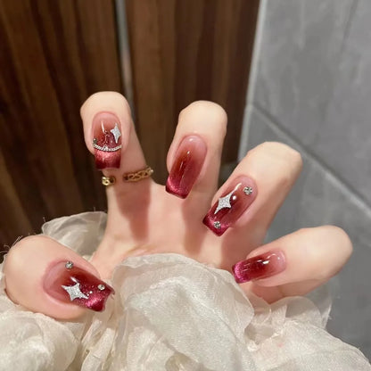 3D Diamond Coffin Press-On Nails