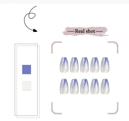 Blue Gradient Cat Eye Press-On Nails