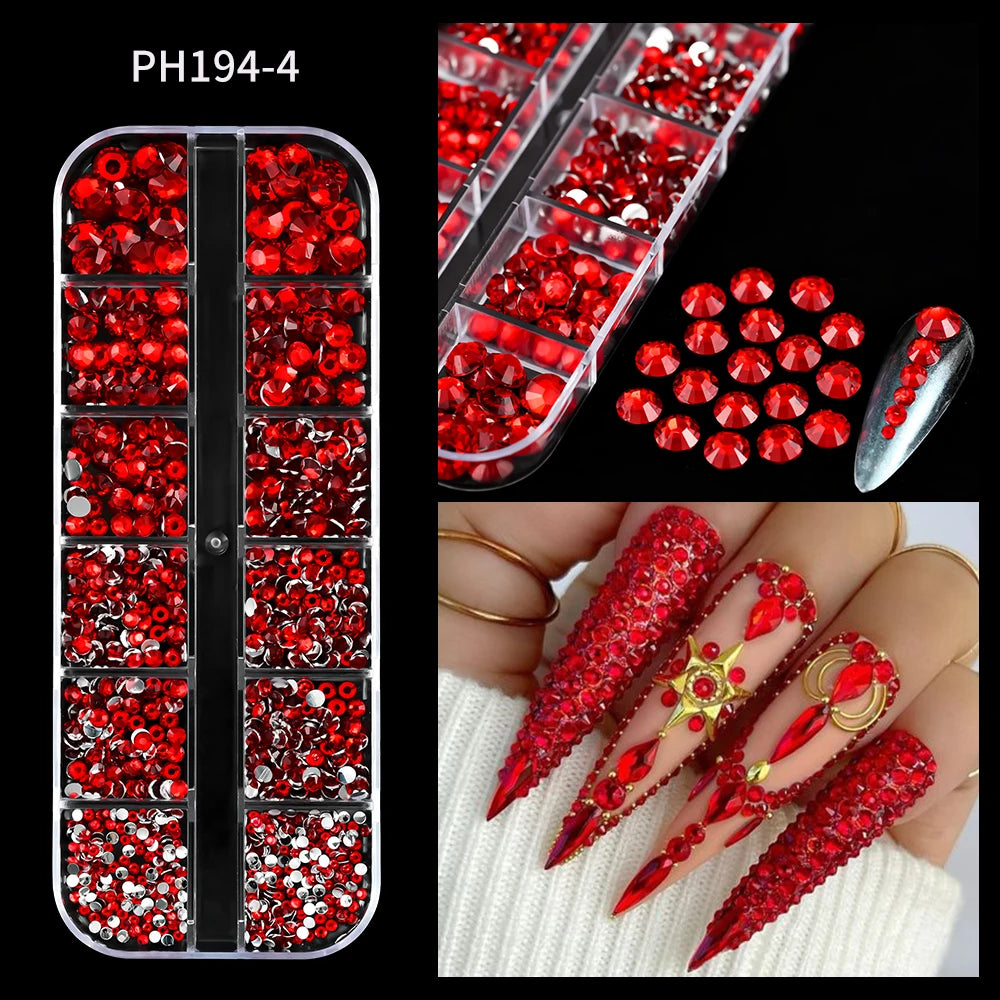 Crystal AB Rhinestone Nail Art Kit 12 Grid