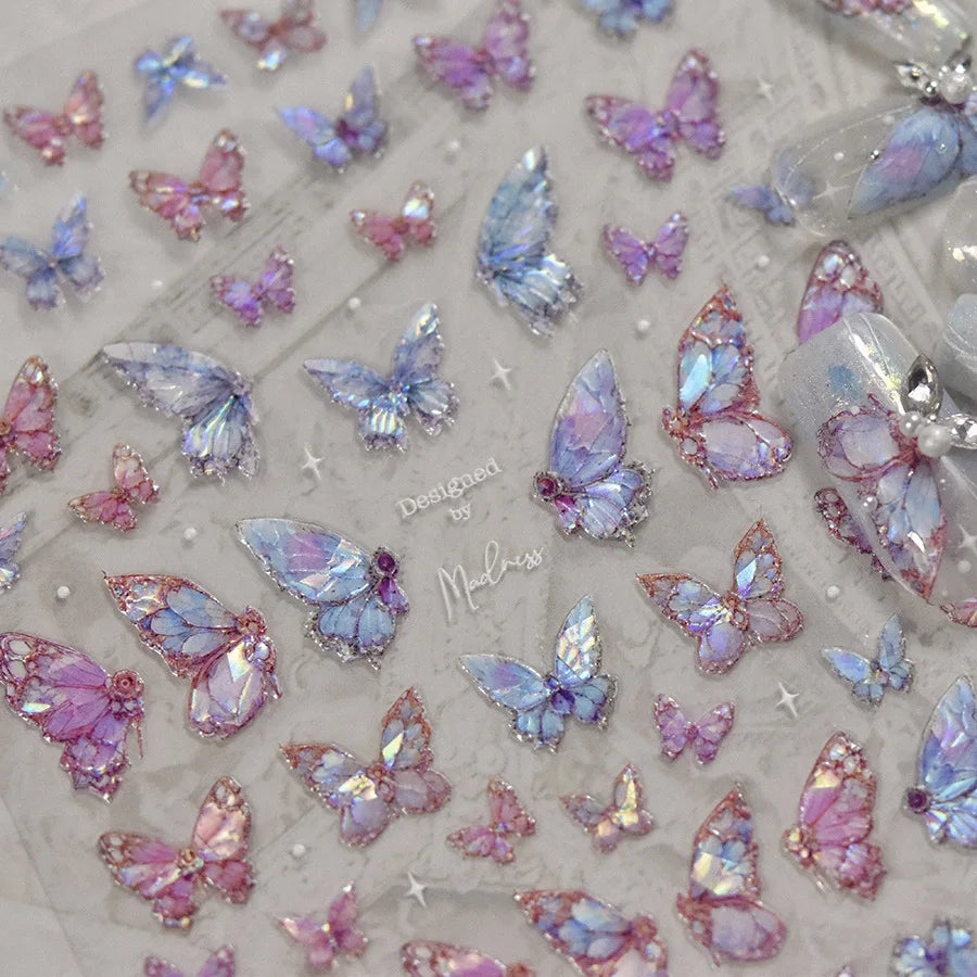 5D Butterfly Aurora Nail Stickers