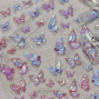 5D Butterfly Aurora Nail Stickers