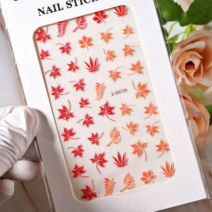 5D Sea Nail Art Stickers Embossed Self-Adhesive Ocean Beach Style Nail Slider Kawaii Starfish/Shell/Coral Reef Decor Nail Decals