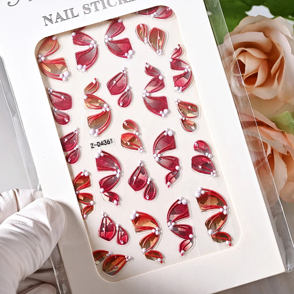 5D Sea Nail Art Stickers Embossed Self-Adhesive Ocean Beach Style Nail Slider Kawaii Starfish/Shell/Coral Reef Decor Nail Decals