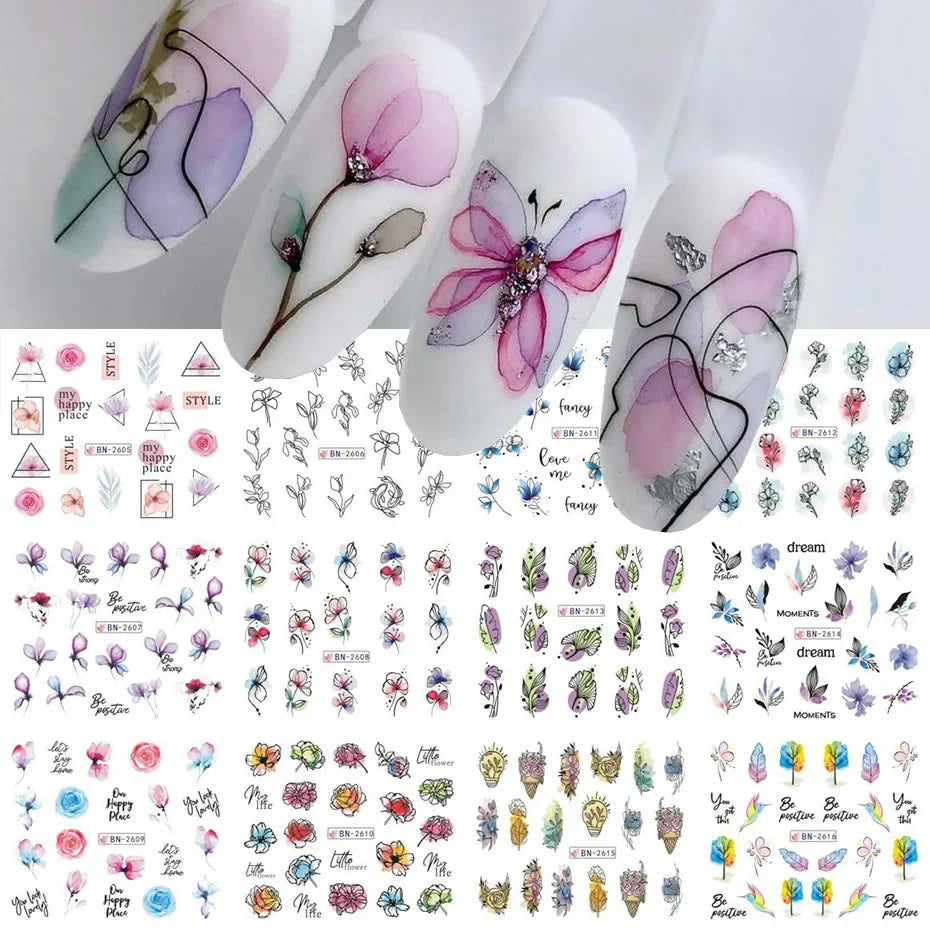 Ink Bloom Graffiti Nail Art Stickers