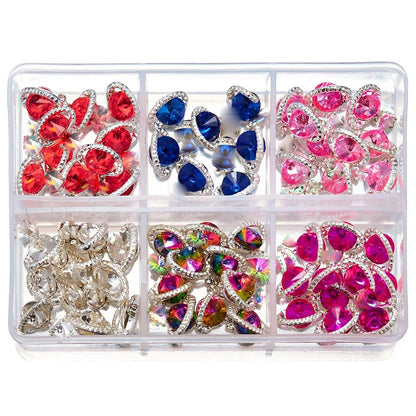 About 24Pcs/Box Mixed Designer Gems Nail Charms 10-15mm Luxury Parts Jewelry Y2K Planet Bow Hearts Rhinestones Nails Decoration*