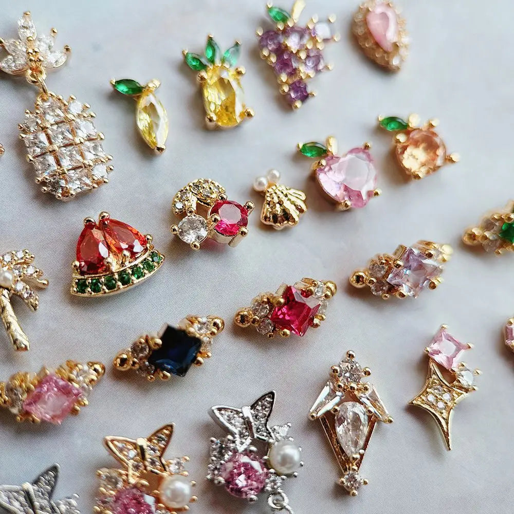 Summer Fruit Zircon Nail Charms 10pc
