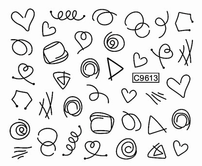 30pcs Black Line Nail Stickers 3D Irregular Line Geometric Pattern Nail Sticker Mysterious Sexy DIY Gothic Style Nail Stickers