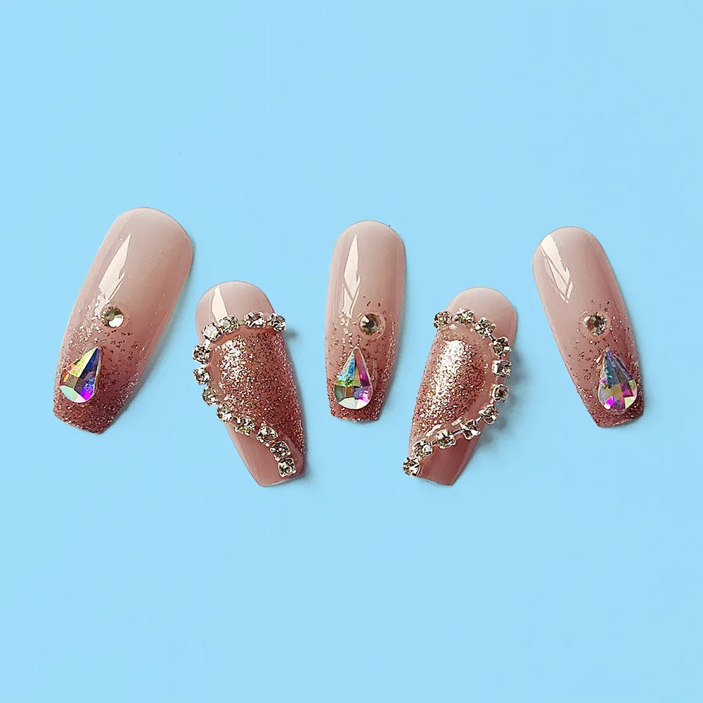 3D Diamond Coffin Press-On Nails
