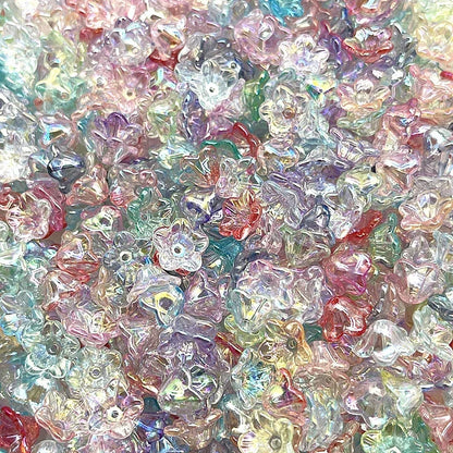 Gradient Bellflower Acrylic Bead Caps 50pc