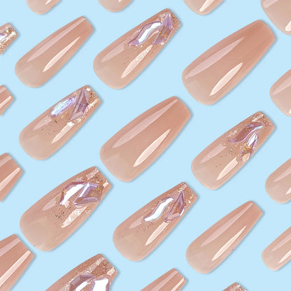 Pink Rhinestone Coffin Press-On Nails