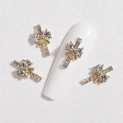 10pcs French Court  Luxury Alloy Nail Art Charm 3D Zircon Crystal  Pearl Nail Decoration Fashion Baroque Nail Parts 10*11mm