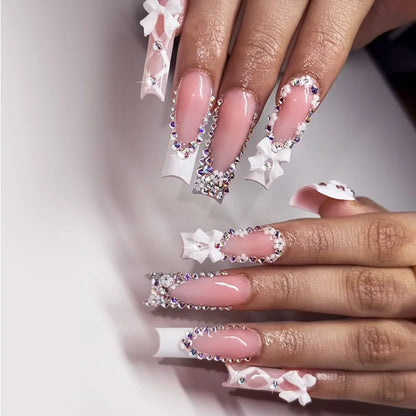 Leopard Cherry Rhinestone Press-On Nails