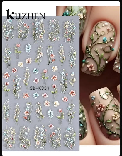 1Bag Daisy flower Nail Stickers Kawaii Spring Flowers Butterfly Design Nails Decals DIY fashion manicure decorations sliders