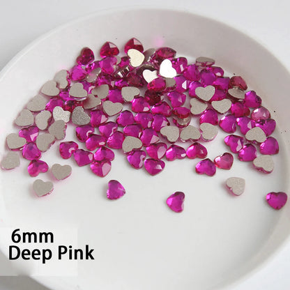 Mini Heart Glass Nail Rhinestones 100pc