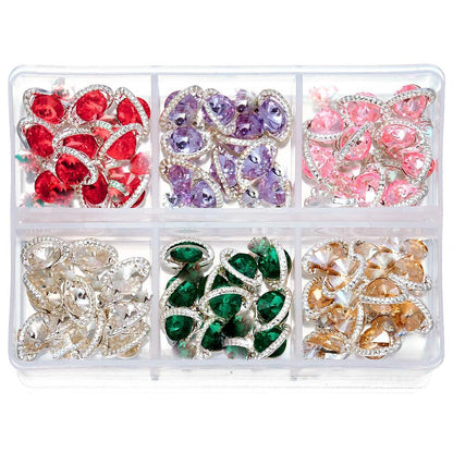 About 24Pcs/Box Mixed Designer Gems Nail Charms 10-15mm Luxury Parts Jewelry Y2K Planet Bow Hearts Rhinestones Nails Decoration*