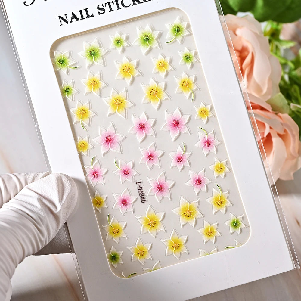 5D Sea Nail Art Stickers Embossed Self-Adhesive Ocean Beach Style Nail Slider Kawaii Starfish/Shell/Coral Reef Decor Nail Decals