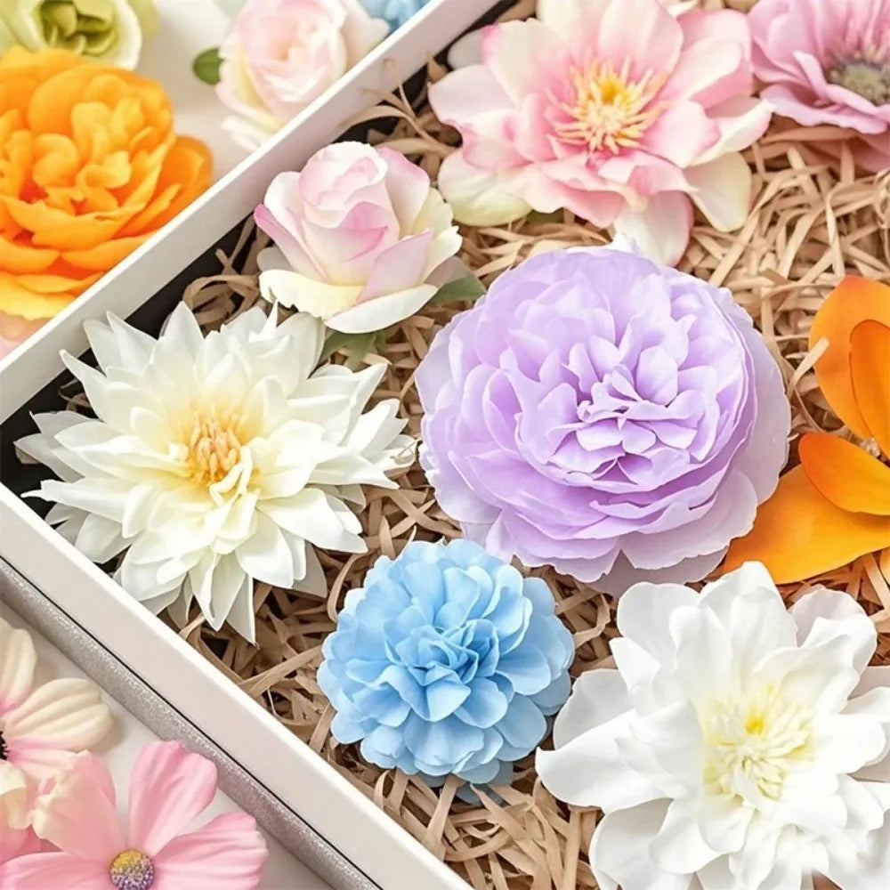 20/52Pcs Random Mix Artificial Flowers Silk Fake Flowers for Home Room Decor DIY Craft Gifts Accessories Bride Wedding Decor