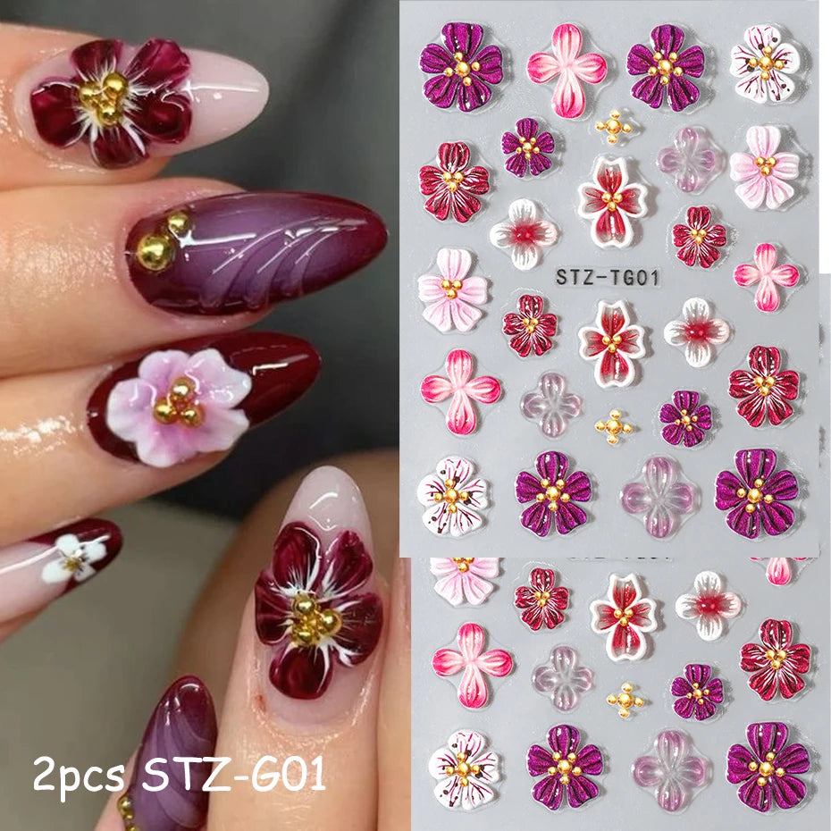 Spring Floral Jelly Nail Art Stickers