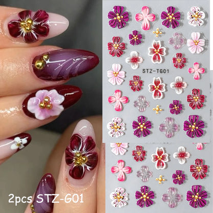 Spring Floral Jelly Nail Art Stickers