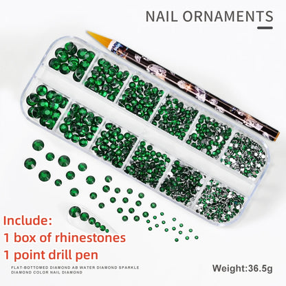 Crystal AB Rhinestone Nail Art Kit 12 Grid