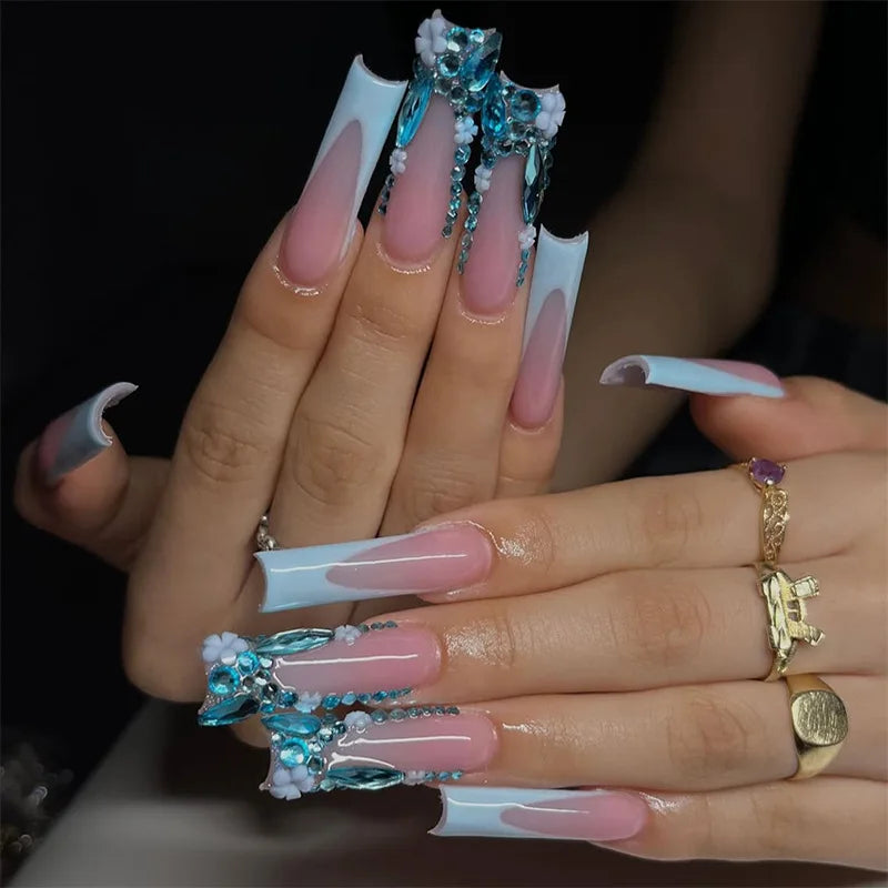 Leopard Cherry Rhinestone Press-On Nails